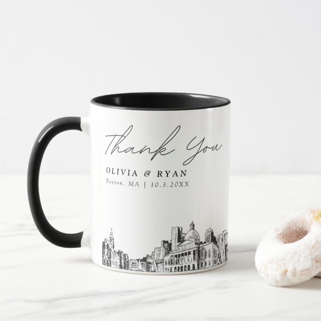 Boston Wedding Custom Personalisiert Coffee Tasse (Mit Donut)
