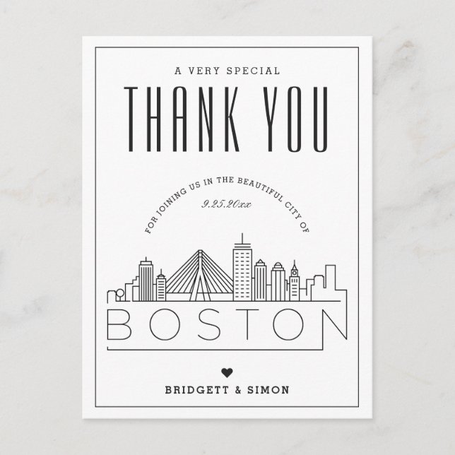 Boston Wedding | Danke, dass du gekommen bist! Pos Postkarte (Vorderseite)