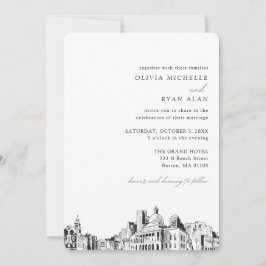 Boston Wedding Elegant Skyline Einladung