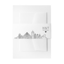 Boston Wedding | Stilisierte Skyline Monogram Einladungsbanderole