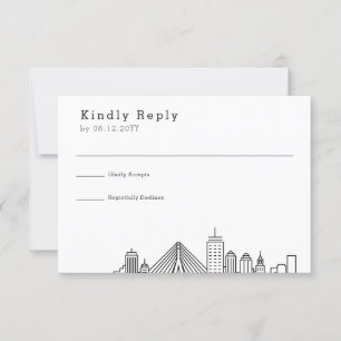 Boston Wedding Stilisierte Skyline-UAWG RSVP Karte