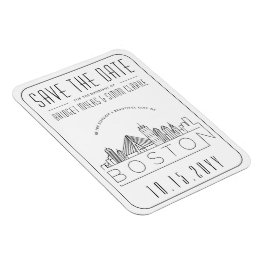 Boston Wedding Stylized Skyline Save the Date Magnet