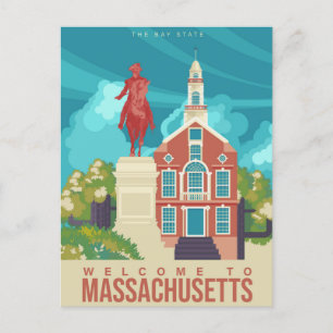 Boston willkommen bei Massachusetts Vintage Travel Postkarte