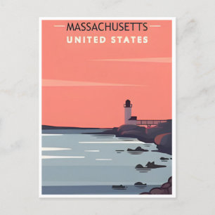 Boston Willkommen in Massachusetts Vintage Reise Postkarte
