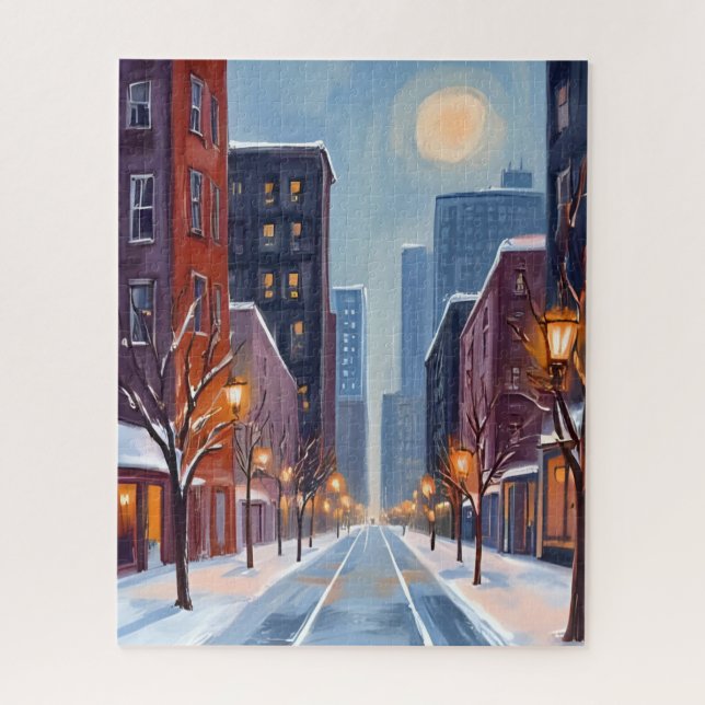 Boston Winter | Massachusetts City Watercolor Puzzle (Vertikal)