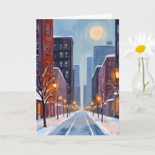 Boston Winter Massachusetts Stadt Aquarell Karte