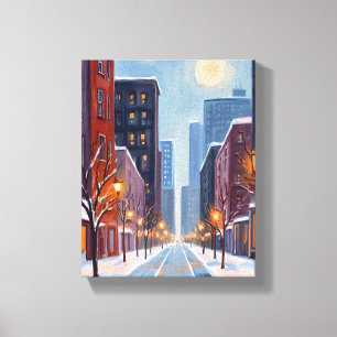 Boston Winter Massachusetts Stadt Aquarell Leinwanddruck