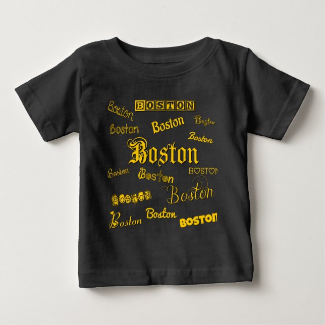 Boston Yellow Schriftartes Baby T-shirt (Vorderseite)
