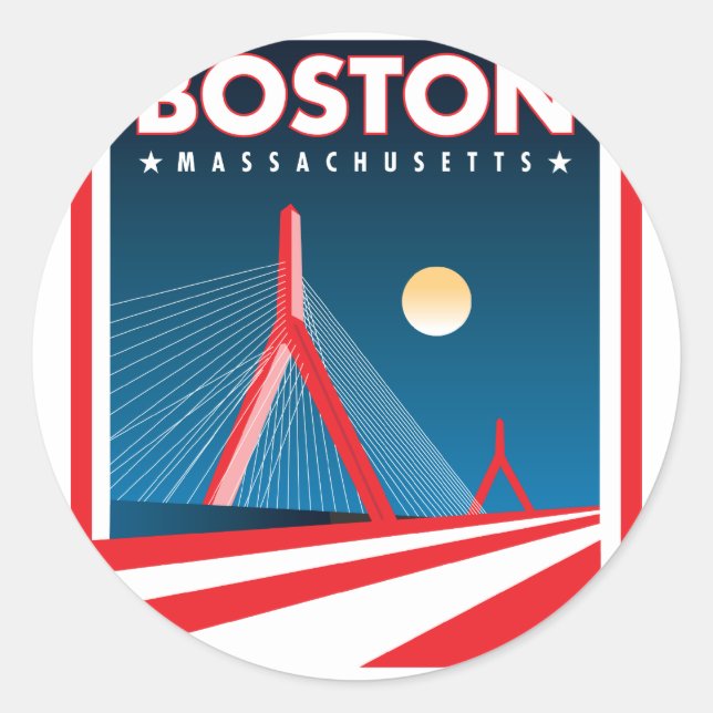 Boston Zakim Bridge Runder Aufkleber (Vorderseite)