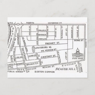 Bostoner Beacon Hill Map Postkarte
