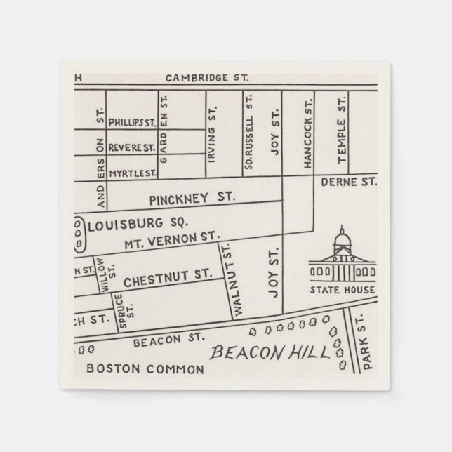 Bostoner Beacon Hill Map Serviette (Vorderseite)