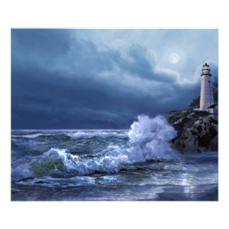Bostoner Leuchtturm unter dem Mondlichtkunstdruck Fotodruck