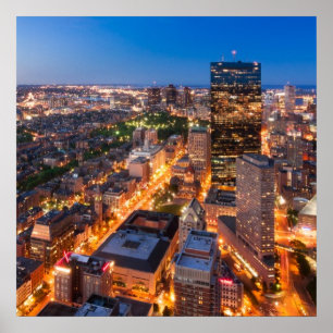 Bostoner Skyline in der Abenddämmerung Poster