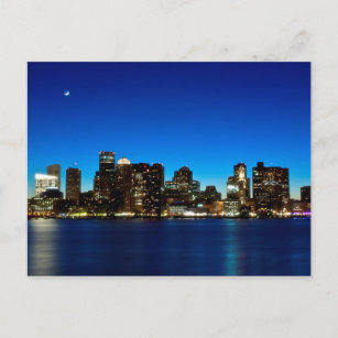 Bostoner Skyline mit dem Mond Postkarte