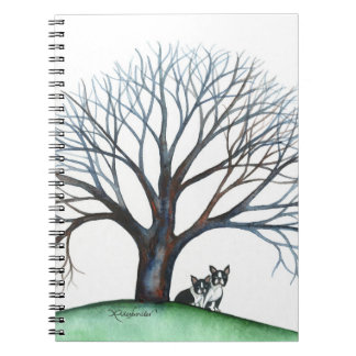 Bostoner Terrier und Baum Notizblock