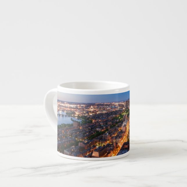 Bostons Skyline an der Dämmerung Espressotasse (Vorderseite Links)