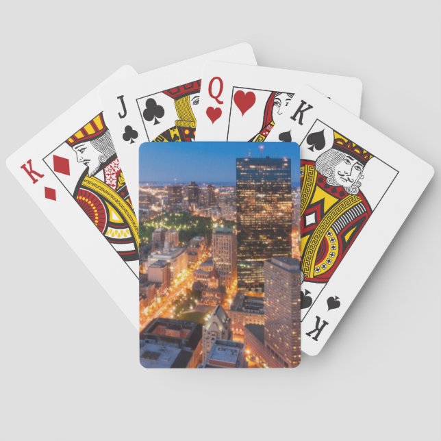 Bostons Skyline an der Dämmerung Spielkarten (Rückseite)