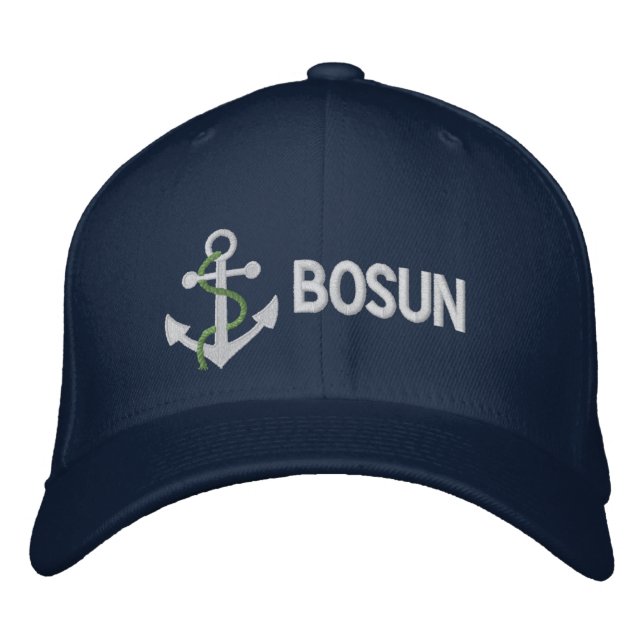 BOSUN Yacht bestickt Cap Blue Bestickte Baseballkappe (Vorderseite)