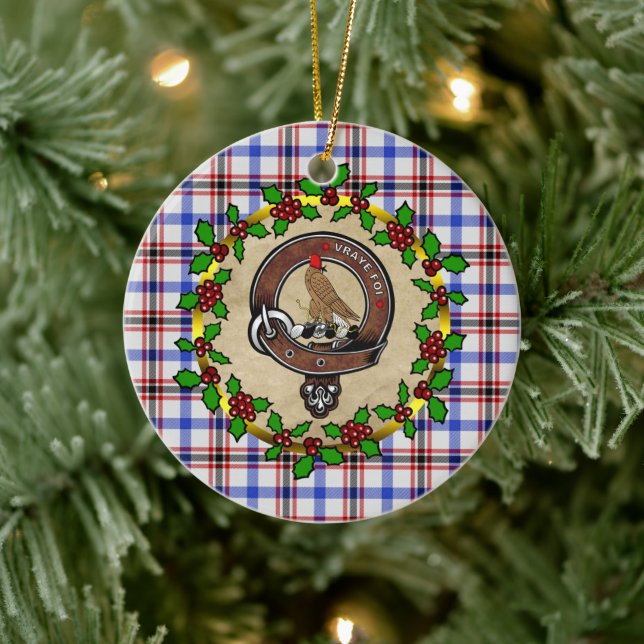 Boswell Clan Abzeichen & Tartan Personalisierte We Keramik Ornament (Baum)
