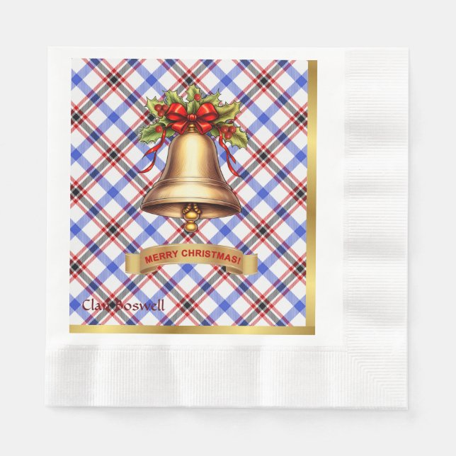 Boswell Personalisiert Tartan Christmas Serviette (Vorderseite)