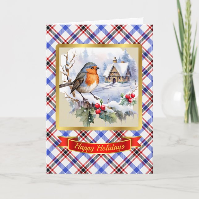 Boswell Wappen & Tartan w/Robin Personalisiert Karte (Vorderseite)