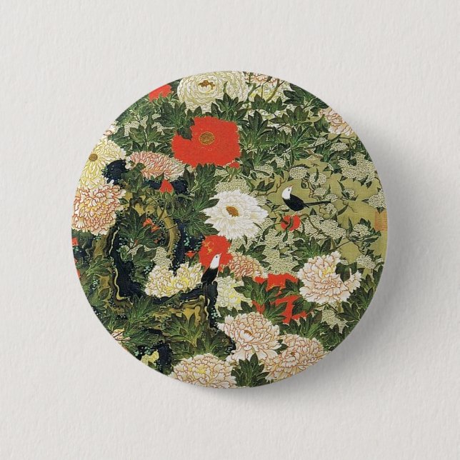 Botan Shoukinzu Blume Muster Button (Vorderseite)