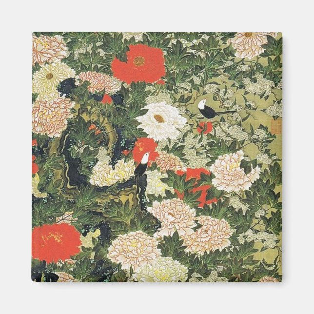 Botan Shoukinzu Blume Muster Magnet (Vorne)