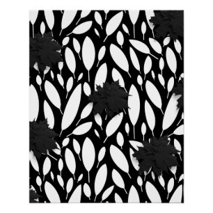 "Botanic Balance" Schwarzes und Weißes Acrylposter Poster