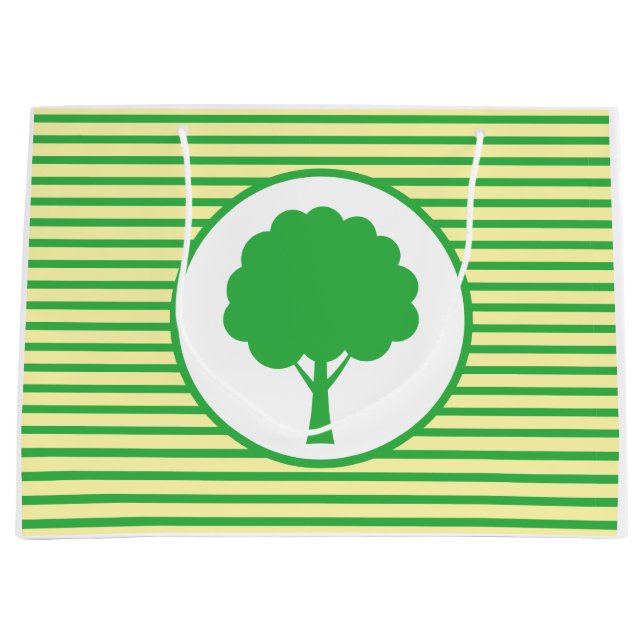Botanic Green Tree Stripes Gift Bag Große Geschenktüte (Vorderseite)
