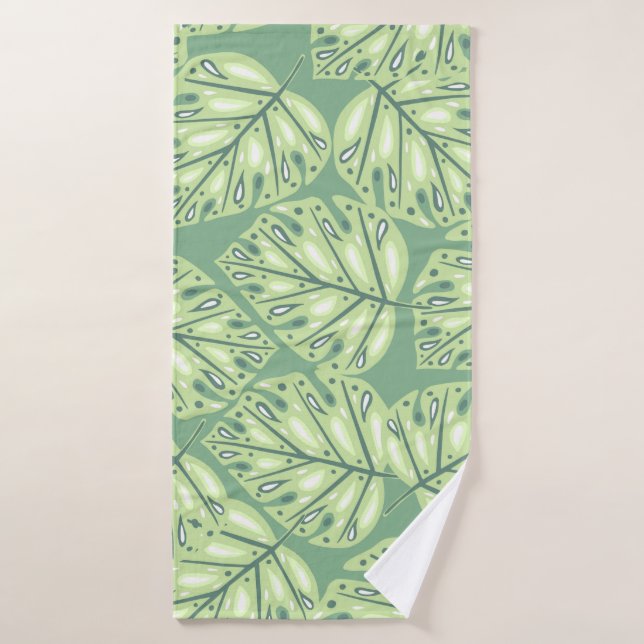 Botanic jungle seamless pattern in pastel green co badehandtuch (Badehandtuch)