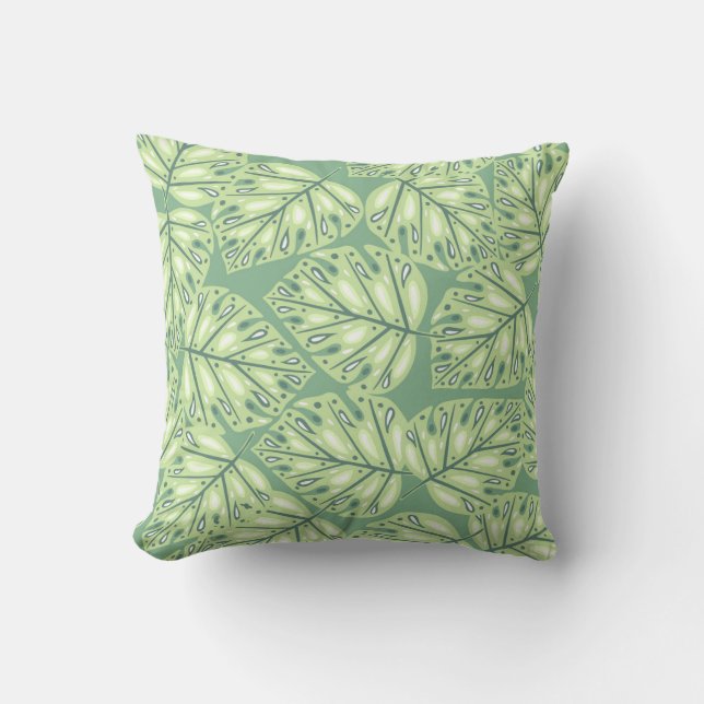 Botanic jungle seamless pattern in pastel green co kissen (Vorderseite)