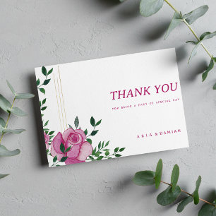 Botanic lilac green gold Rose floral Danke Einladung