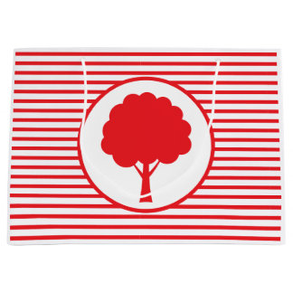 Botanic Red Stripes Tree Gift Bag Große Geschenktüte
