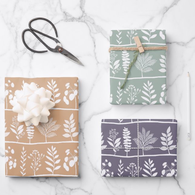 Botanic Rhythm Botanische Silhouetten-Set Geschenkpapier Set (Vorderseite)
