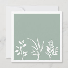 Botanic Serenade Sage Green Silhouettes Minimalist Mitteilungskarte