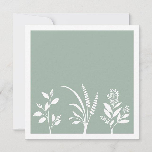 Botanic Serenade Sage Green Silhouettes Minimalist Mitteilungskarte (Vorderseite)