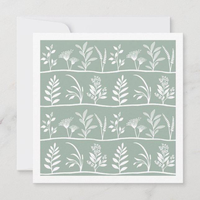 Botanic Serenade Soft Sage Minimalist Silhouettes Mitteilungskarte (Vorderseite)