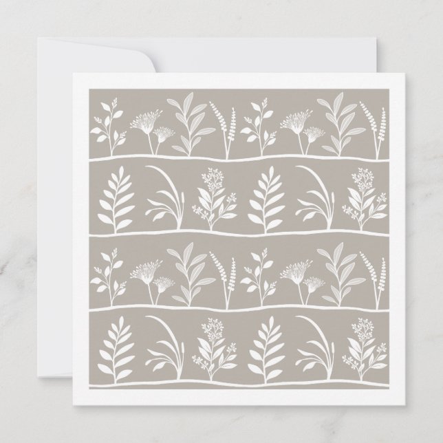 Botanic Serenade Soft Taupe Minimalist Silhouettes Mitteilungskarte (Vorderseite)