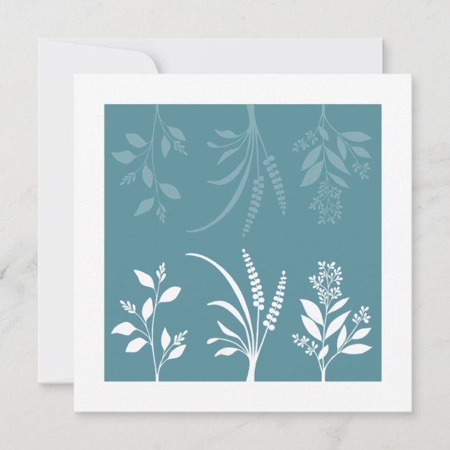 Botanic Serenade Spring Meadow Blue Floral Minimal Mitteilungskarte (Vorderseite)