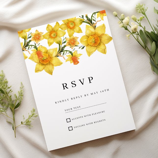 Botanic Spring Golden Daffodil Flowers RSVP Einladung (Botanic Spring Golden Daffodil Flowers RSVP)