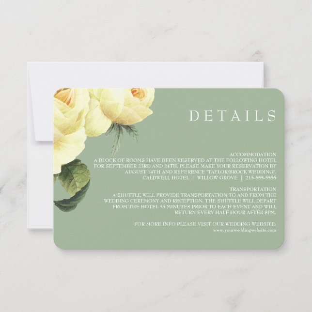 Botanica | Details zur Hochzeit von Gelben Jahrgan Einladung (Vorderseite)