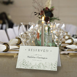 Botanica Green  Leaves Wedding Place Card Platzkarte