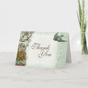 Botanica Hochzeit Danksagungskarte - Aquablau Dankeskarte