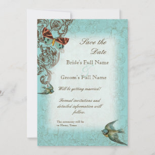 Botanica Hochzeit Save the Date Einladung - Blau G