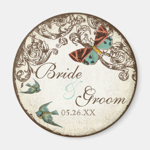 Botanica Hochzeit Save the Date Magnet - Creme Bei