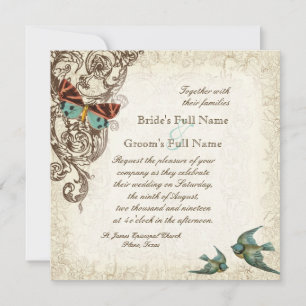 Botanica Hochzeitseinladung - Creme Beige Einladung