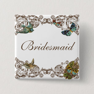 Botanica Hochzeitsensemble - Brautjungfer Pin Button