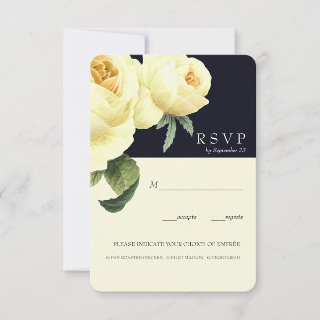 Botanica | RSVP-Option für Hochzeitsmahlzeiten in  Einladung (Vorderseite)