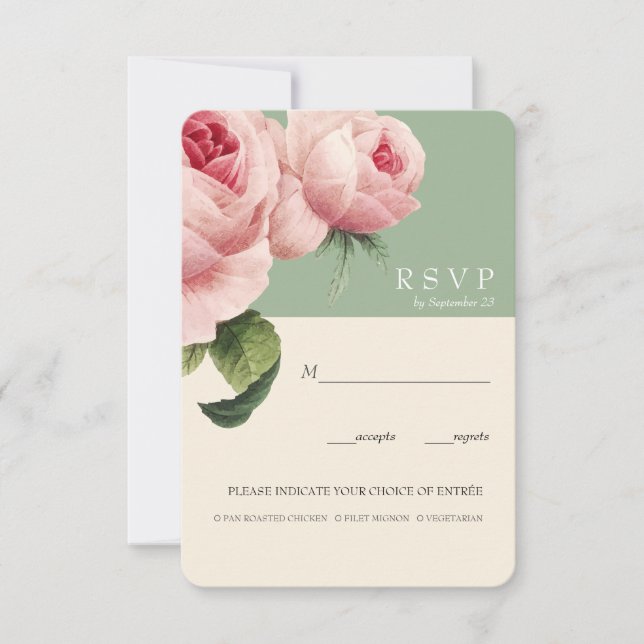 Botanica | Sage Vintage Hochzeitsmahlzeit UAWG Opt Einladung (Vorderseite)