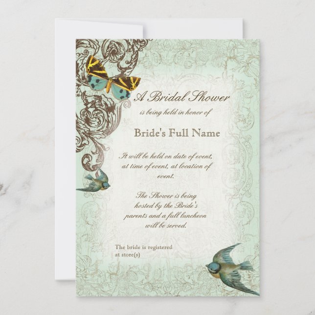 Botanica Wedding Brautparty Einladung - Blue Green (Vorderseite)